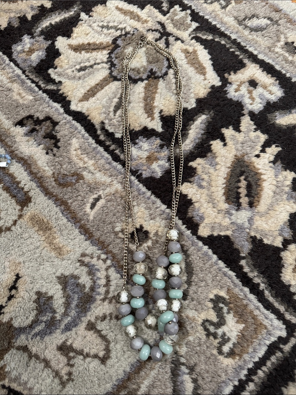 NWOT, Loft silver tone beaded necklace